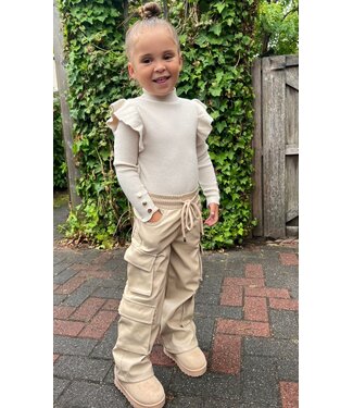 Leatherlook cargo pantalon - Beige