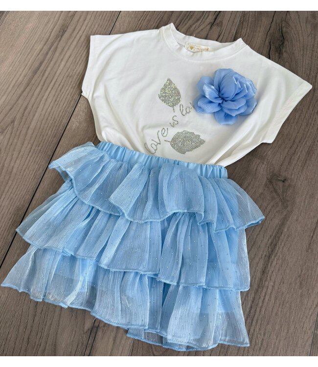 Roses & Tule Sparkle Skirt Set - Blauw/Wit