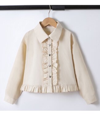 Blouse met hartjes knopen  - Beige