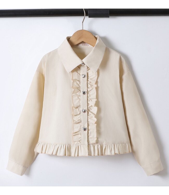 Blouse met hartjes knopen - Beige