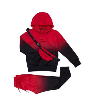 Icon Joggingset (met tasje) - Zwart/Rood