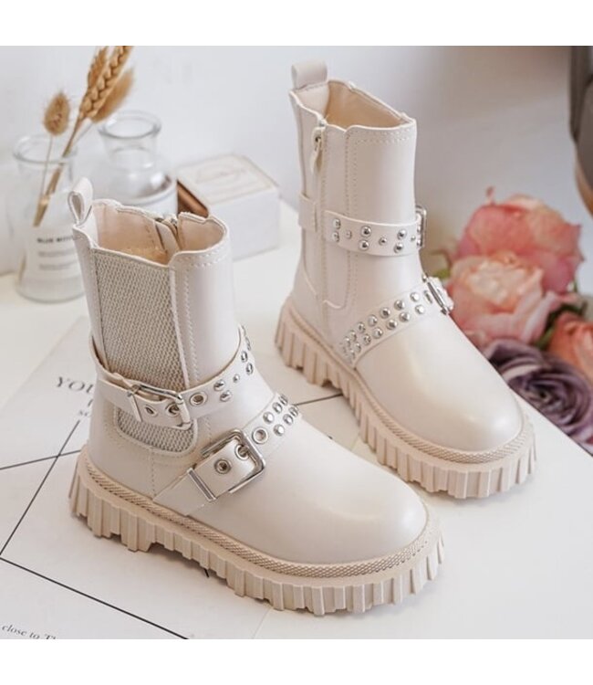Buckle Boots - Beige