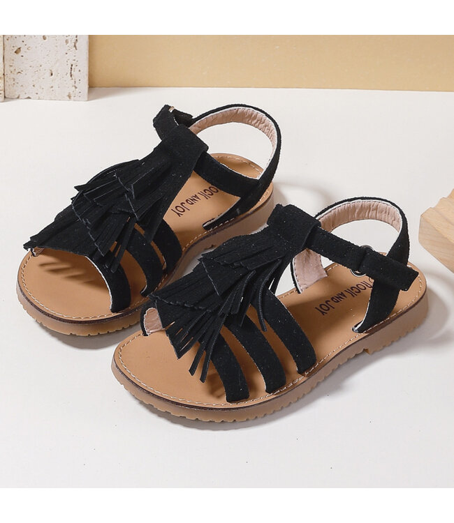 Fringe Sandalen - Zwart