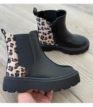 Chelsea Boots - Zwart/Leopard