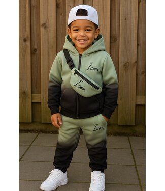 Icon Joggingset (met tasje) - Khaki/Zwart