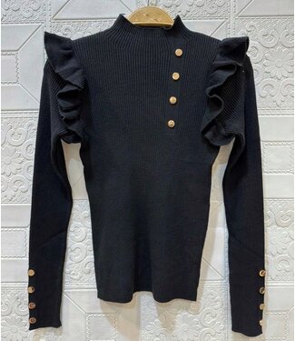 Button sweater - Zwart