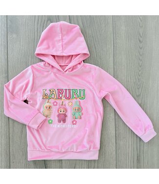 Draakjes en Boefjes Labubu Velvet Hoodie - Roze