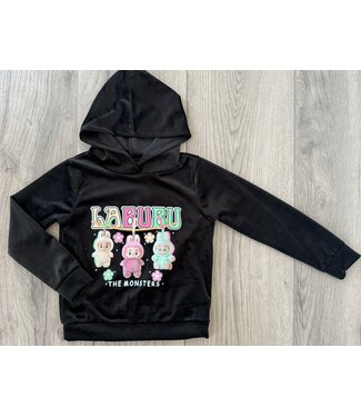 Draakjes en Boefjes Labubu Velvet Hoodie - Zwart