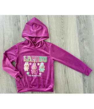 Draakjes en Boefjes Labubu Velvet Hoodie - Mauve