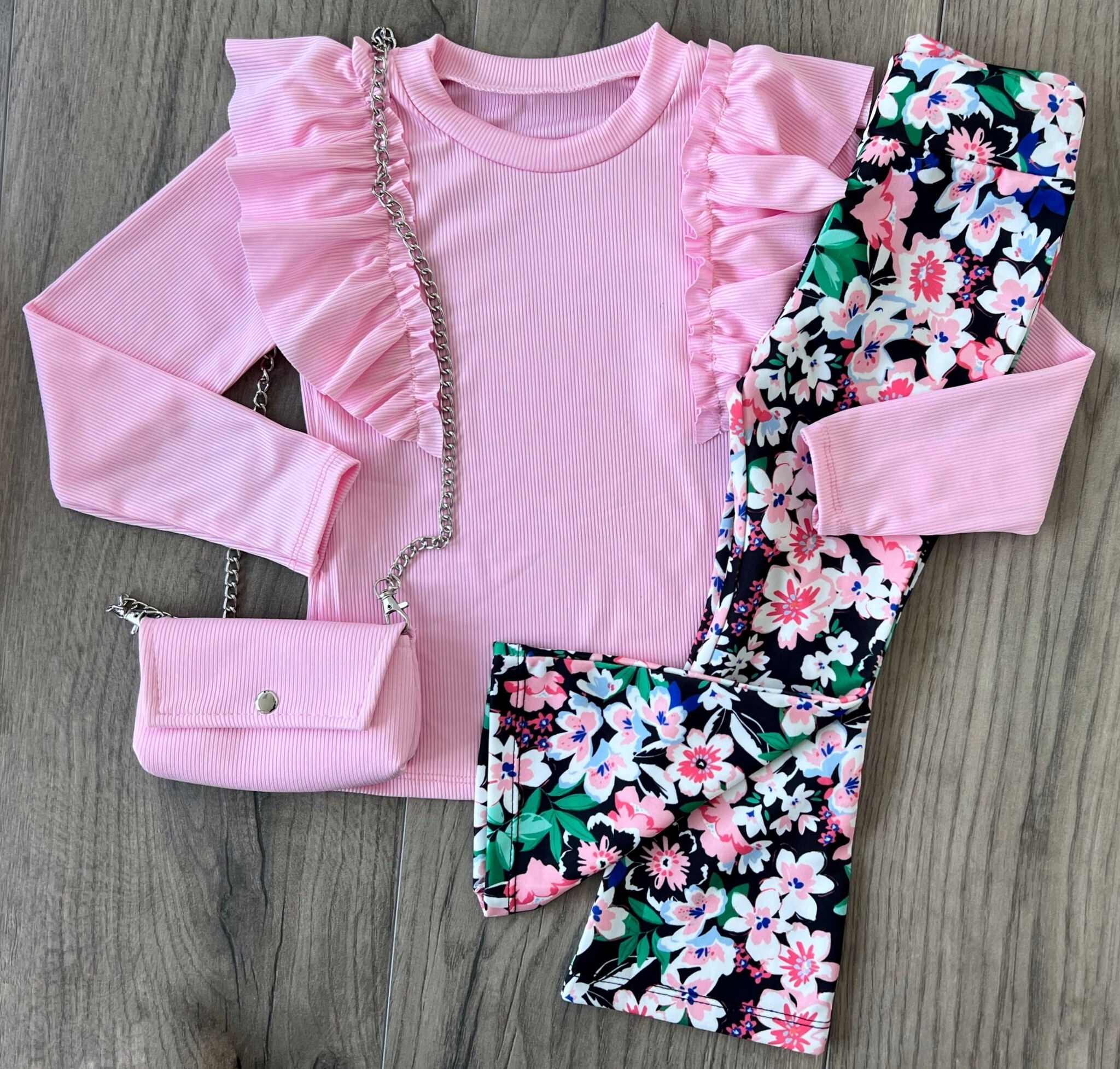 Ruffle longsleeve met tasje - Licht Roze