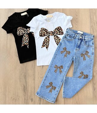 Denim Leopard Bow Jeans (Verzenddatum 6 jan)