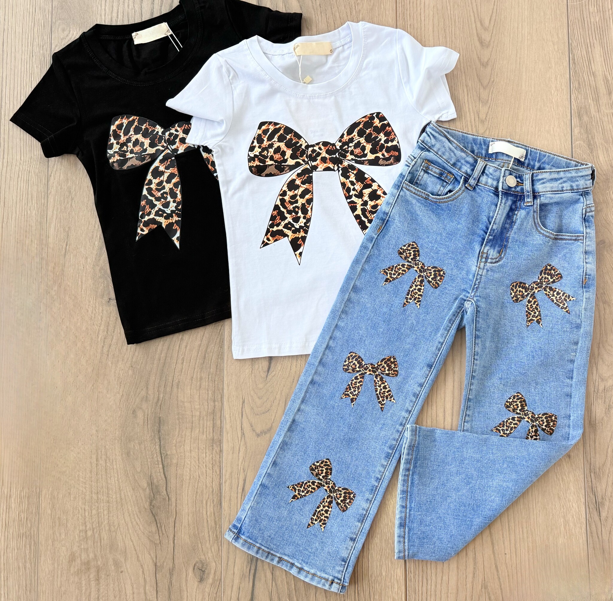 Denim Leopard Bow Jeans