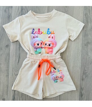Draakjes en Boefjes Labubu Short Set - Beige