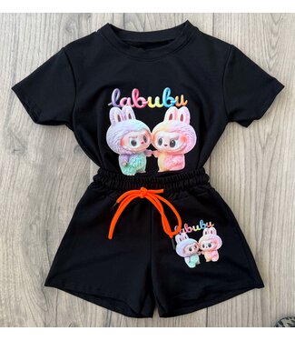 Draakjes en Boefjes Labubu Short Set - Zwart