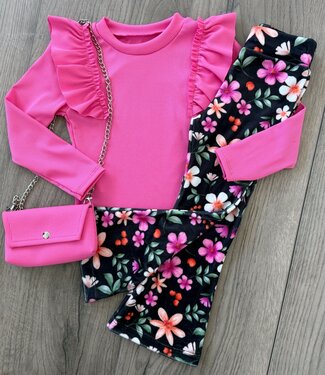 Draakjes en Boefjes Velvet Flared broek met bloemenprint