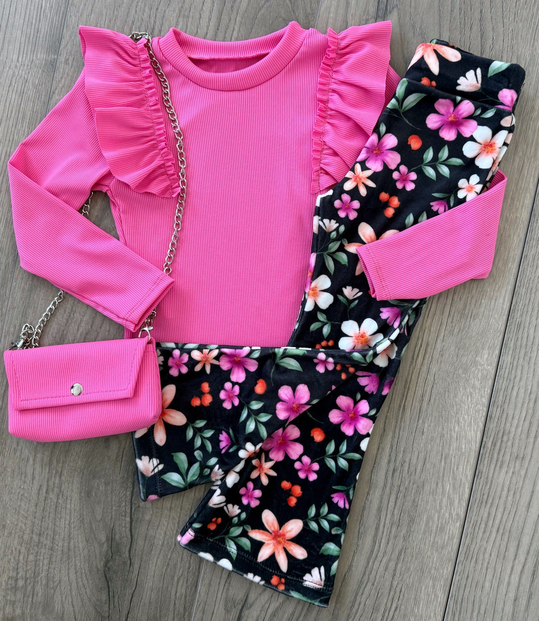 Velvet Flared broek met bloemenprint