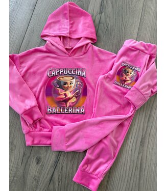 Ballerina Cappuccina Velvet Set - Neon Roze