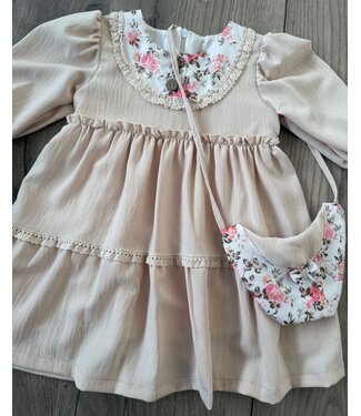 Layered Flower Dress - Dk. Beige