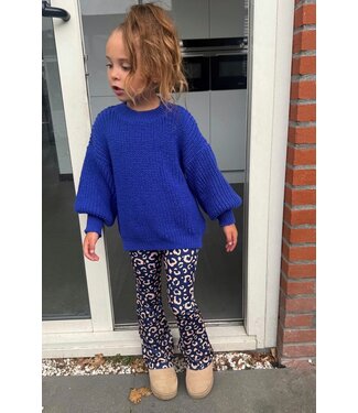 Draakjes en Boefjes Flared broek met Leopard print - Navy