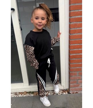 Leopard joggingset - Zwart