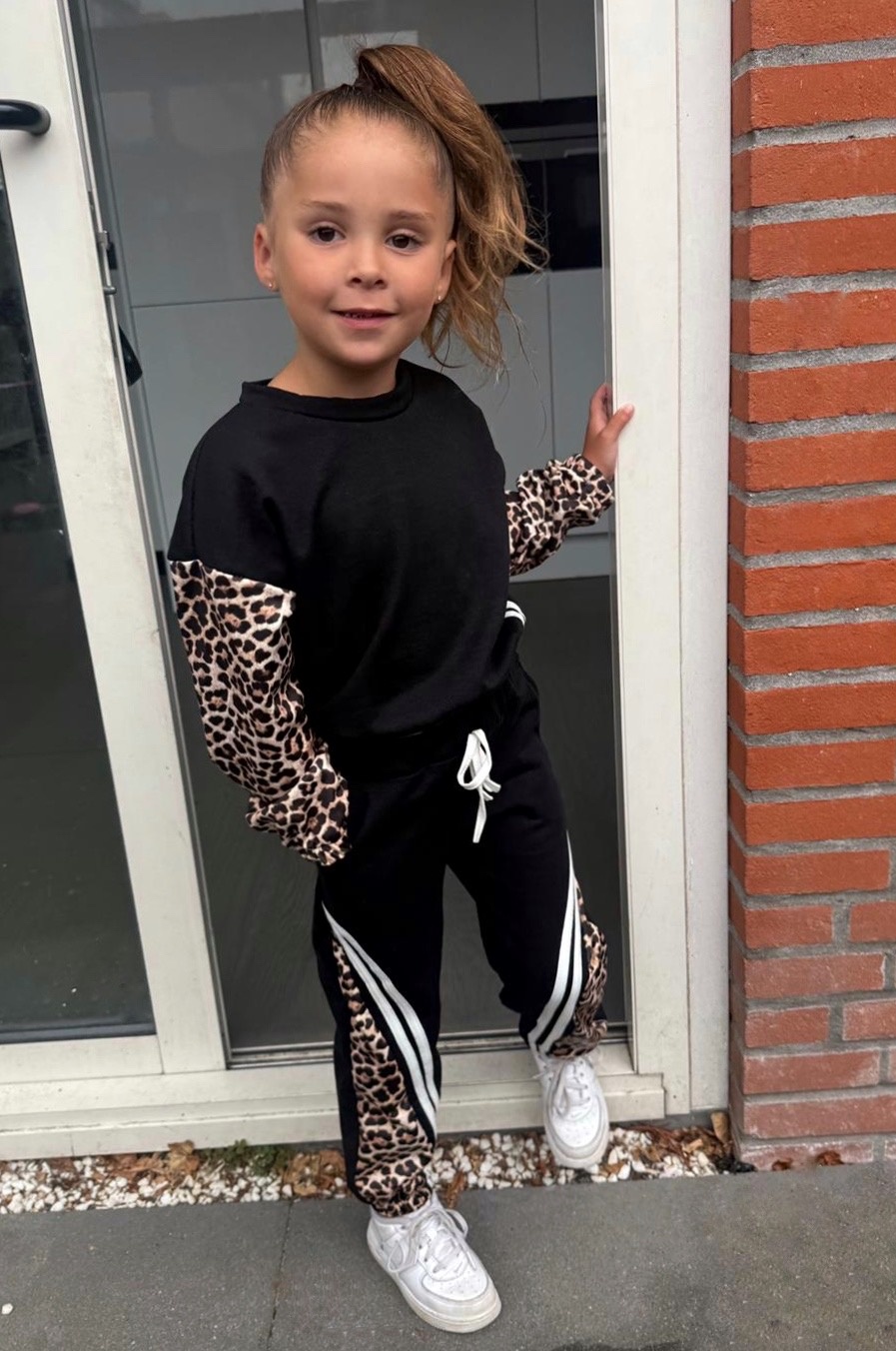 Leopard joggingset - Zwart