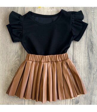 Draakjes en Boefjes Leatherlook Plisse Rok - Camel
