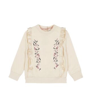 Dirkje  Ruffle & Flower Sweater - Off White