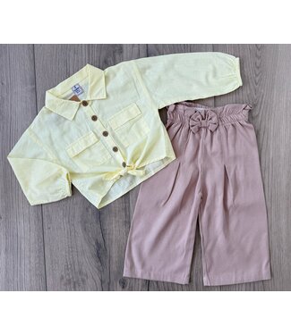 Blouse & Flared Broek - Geel