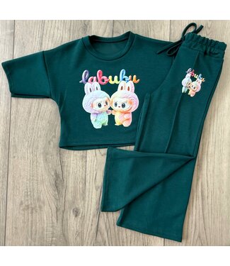 Labubu Flared Set - Dk. Groen