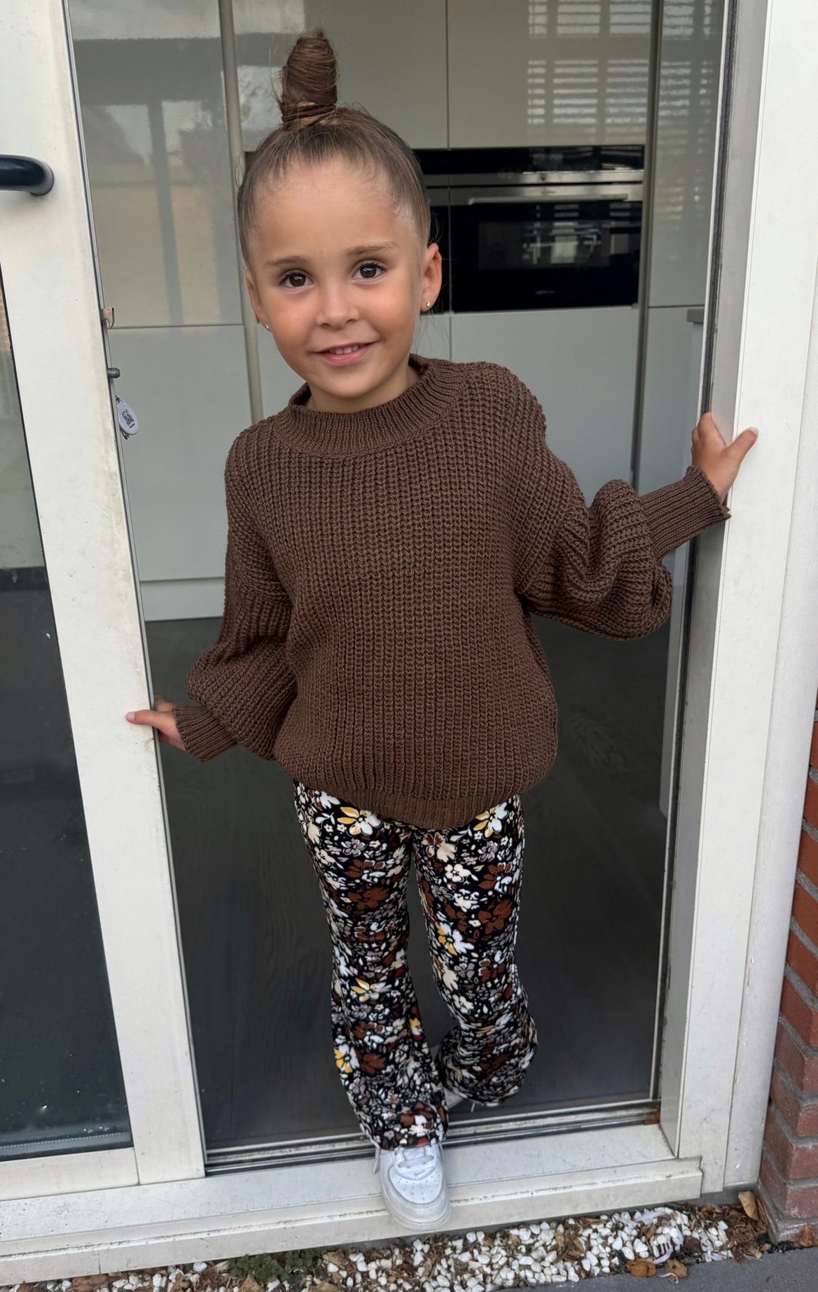 Velvet flared broek met bloemenprint