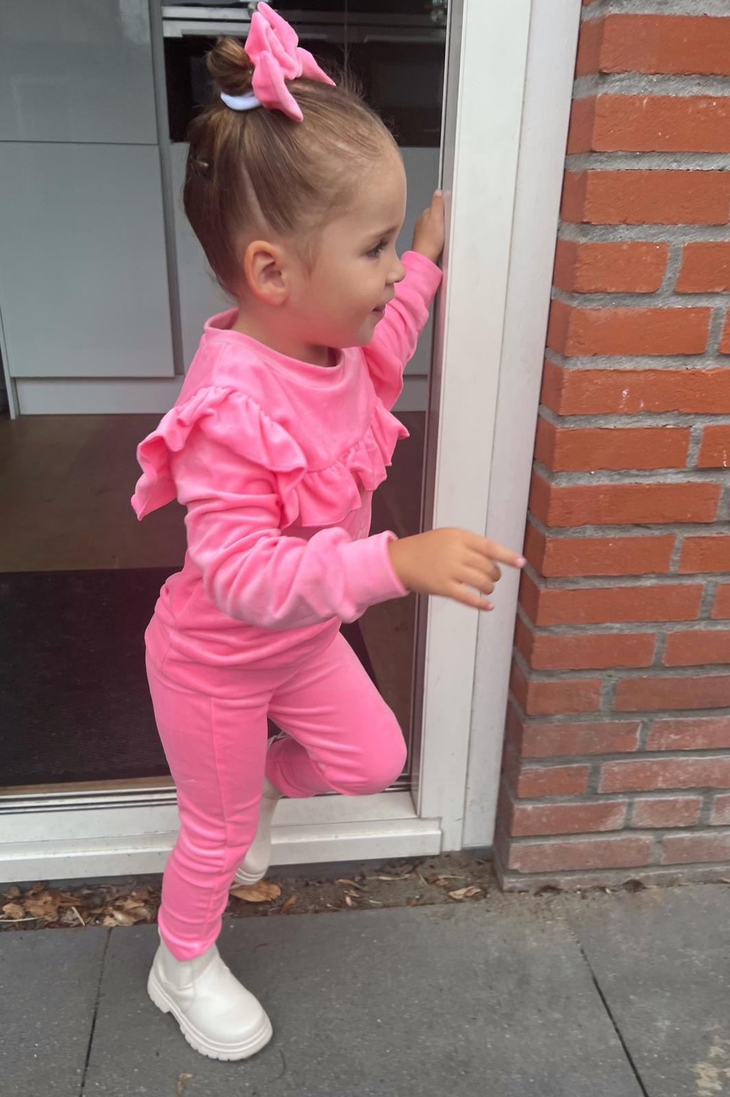 Velvet 2-delige set met haar elastiekjes - Coral