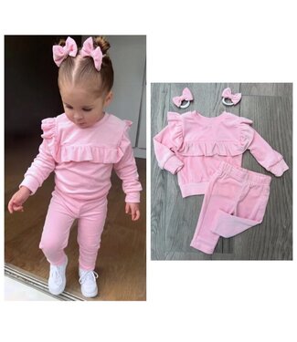 Draakjes en Boefjes Velvet 2-delige set met haar elastiekjes - Licht roze
