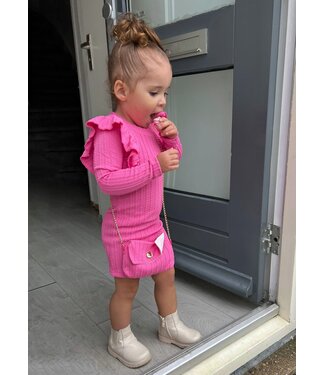 Draakjes en Boefjes Bagged Ruffle Dress - Fuchsia