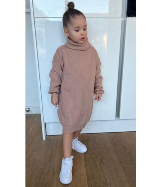 Draakjes en Boefjes Rib Sweaterdress met Col - Beige