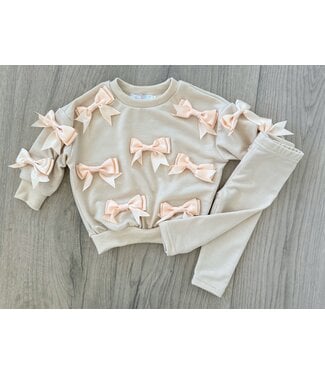 Joggingset met strikjes - Beige