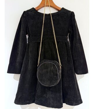 Corduroy dress met tasje - Zwart