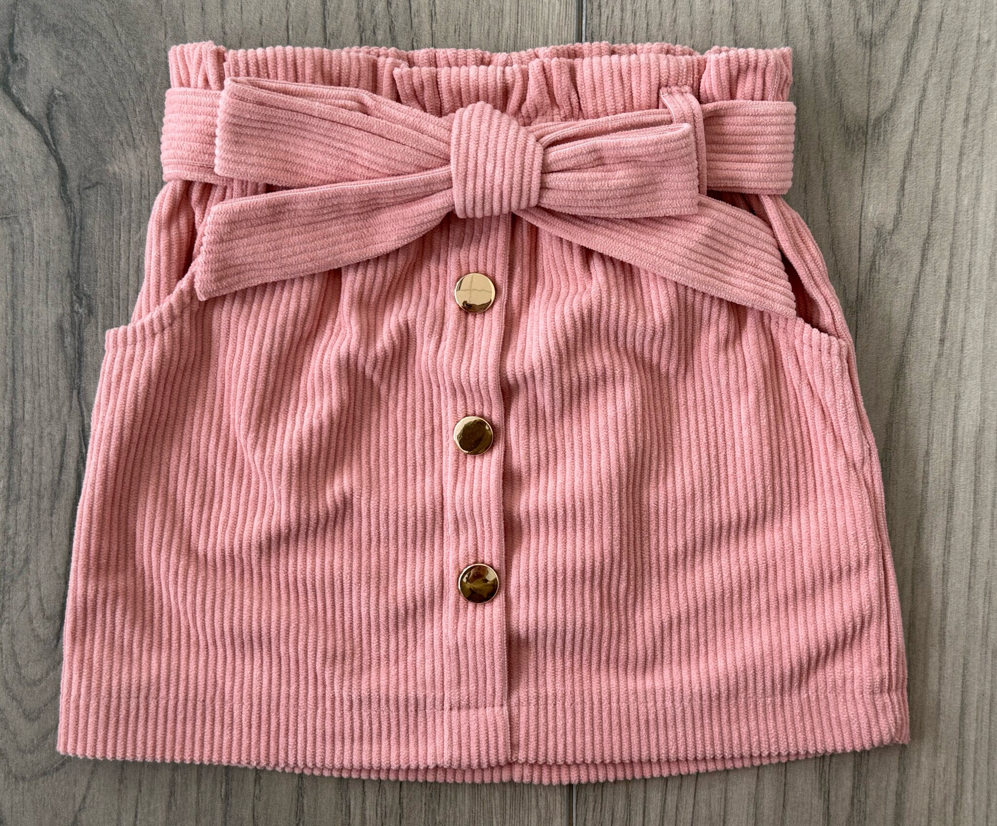 Korte Corduroy Button Skirt - Roze