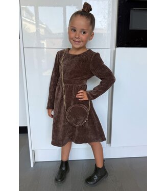 Corduroy dress met tasje - Camel