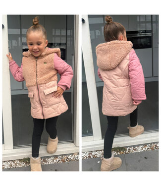 Koko Noko Teddy Winterjas - Camel/Roze