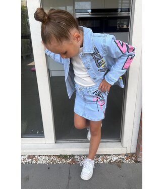 Graffiti Denim Set - Fuschia