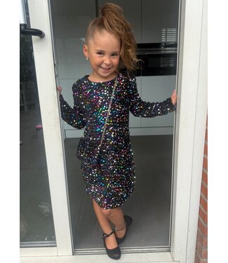 Glitter Jurkje met tasje - Zwart (Verzenddatum 10 nov)