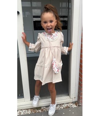 Layered Flower Dress - Licht Beige