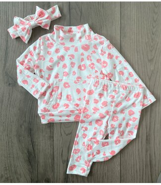 Velvet leopard 3-delige set  - Licht Roze