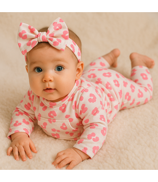 Velvet leopard 3-delige set  - Dk. Roze