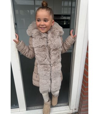 Warme Winterjas met Bont - Taupe