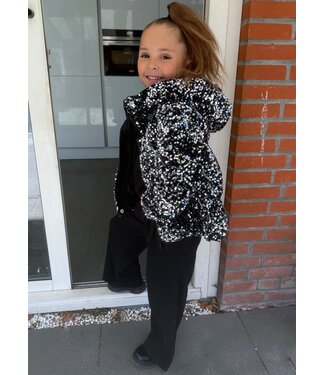 Warme Winterjas - Glitter Grijs/Zwart
