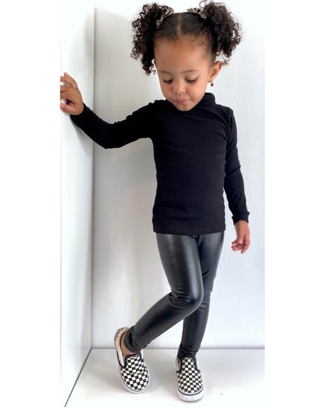 Rib Col Top - Zwart