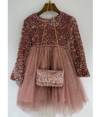 Glitter Tule Jurkje (met tasje) - Roze