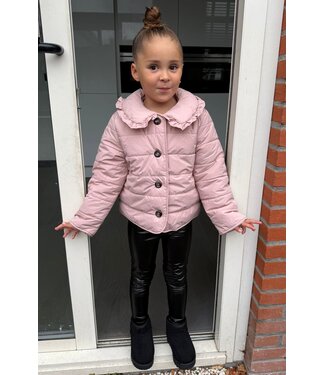 Dirkje  Roze Winterjas Met Ruffle Kraag