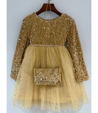Glitter Tule Jurkje(met tasje) - Goud (Verzenddatum 6 nov)